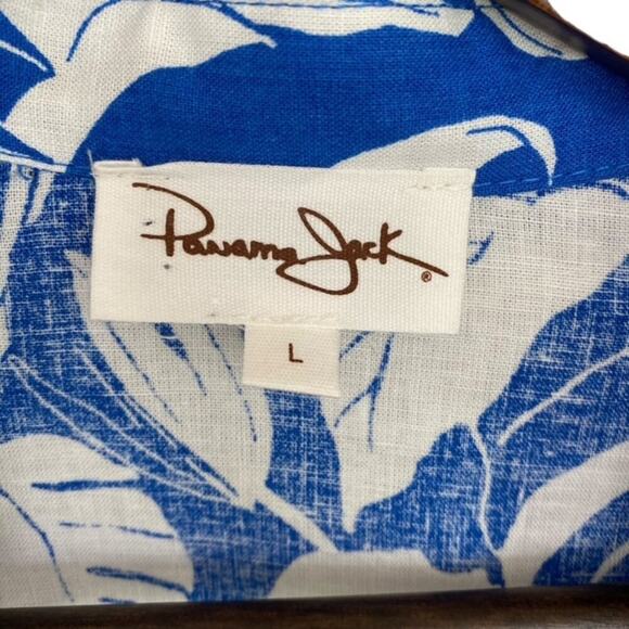 Panama Jack Royal Blue and White Hawaiian Button Up  Linen Shirt - Large - Picture 4 of 5